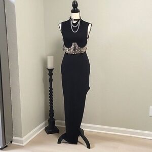 Side slit body con dress